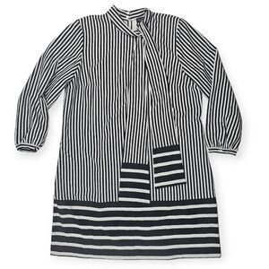 Eloquii Black‎ and White Striped Stretchy Boxy Long Sleeve Dress Women's Size 16